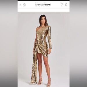 Nadine Merabi Celina Gold Dress